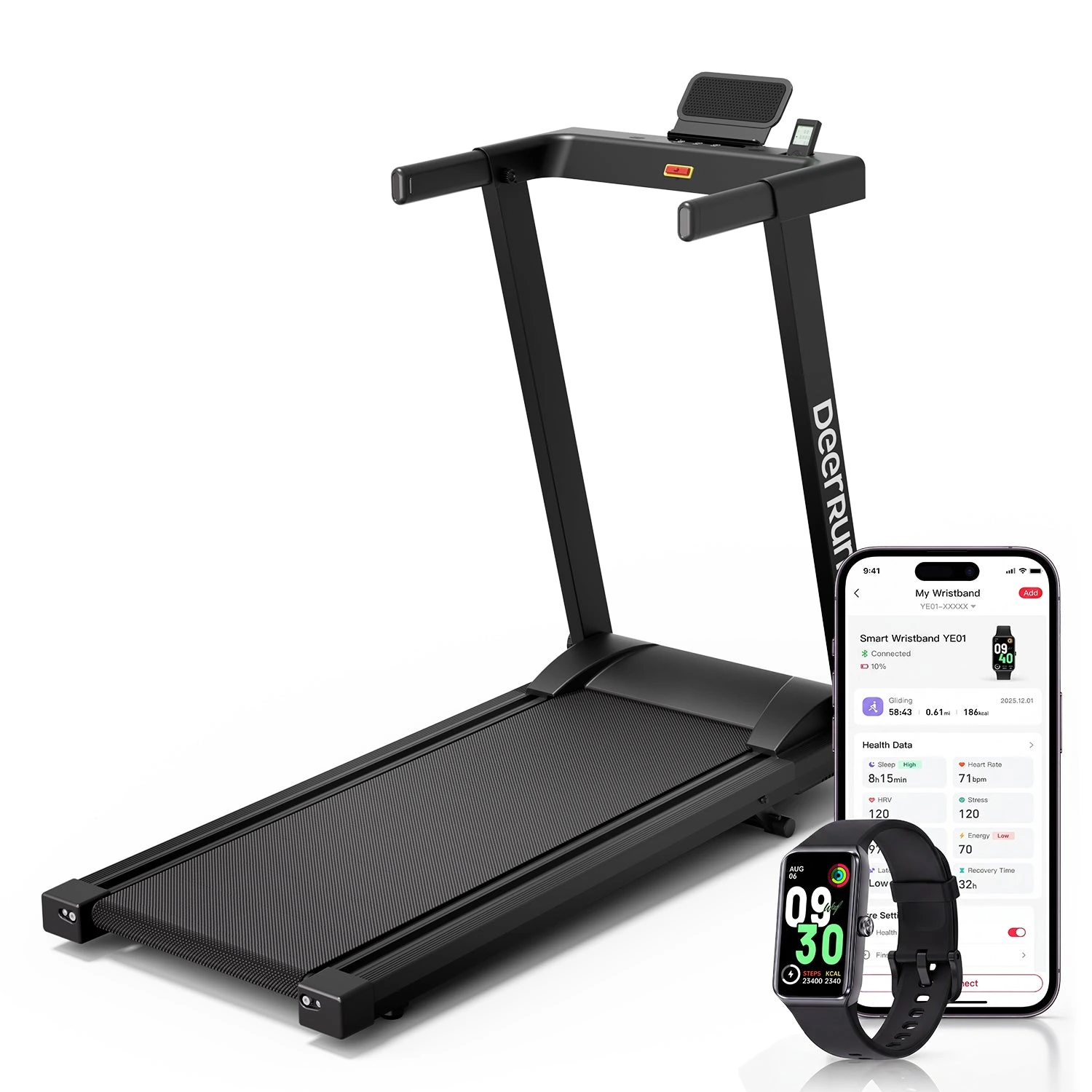 Current exact US DR-AS03-B-Full Black-with smart watch / DR-AS03-B-Purple-with smart watch; two color variants of an explicitly watch-included functional package share one complete assessment raised-frame product image